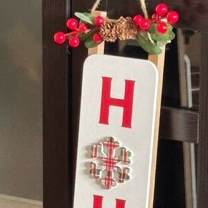 Festive Red and White Holiday Sled Decoration